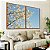 Duo de Quadros Árvore Flores Brancas Céu Azul Paisagem Canvas Moldura - Imagem 4