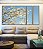 Trio de Quadros Estilizados Árvore Flores Brancas Céu Azul Paisagem Canvas Moldura - Imagem 3