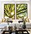 Duo de Quadros Árvore Folhas Verdes Reflexos do Sol Paisagem Canvas Moldura - Imagem 2