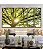 Trio de Quadros Estilizados Árvore Folhas Verdes Reflexos do Sol Paisagem Canvas Moldura - Imagem 1
