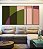 Trio de Quadros Estilizados Abstrato Geométrico Rosa Verde Arte Canvas Moldura - Imagem 3