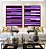 Duo de Quadros Abstrato Mosaico Geométrico Listras Rosa Roxo Lilás Canvas Moldura - Imagem 1