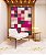 Quadro Vertical Abstrato Geométrico Degradê Mosaico Rosa Canvas Moldura - Imagem 3
