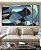 Trio de Quadros Estilizados Abstrato Mosaico cores Azul Cinza Canvas Moldura - Imagem 5