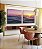 Duo de Quadros Quadrados Pôr do Sol Rosa Lilás Mar Ondulado Canvas Moldura - Imagem 2