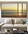 Trio de Quadros Estilizados Nascer do Sol Mar Prateado Praia Natureza Canvas Moldura - Imagem 2