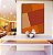 Quadro Vertical Abstrato Geométrico Marrom Telha Laranja Canvas Moldura - Imagem 2