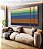 Trio de Quadros Estilizados Abstrato Listras Azul Turquesa Laranja Canvas Moldura - Imagem 2