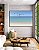 Quadro Horizontal Pássaros em Céu Claro Mar Azul Praia Branca Canvas Moldura - Imagem 4