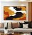 Quadro Horizontal Abstrato Efeito Pintura Cores Laranja Preto Branco Canvas Moldura - Imagem 3