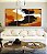 Trio de Quadros Abstrato Efeito Pintura Cores Laranja Preto Branco Canvas Moldura - Imagem 1