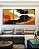 Trio de Quadros Abstrato Efeito Pintura Cores Laranja Preto Branco Canvas Moldura - Imagem 5