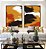 Duo de Quadros Abstrato Efeito Pintura Cores Laranja Preto Branco Canvas Moldura - Imagem 2