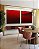 Duo de Quadros Quadrados Abstrato Degradê Vermelho Vinho Efeito Canvas Moldura - Imagem 1