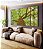 Trio de Quadros Estilizados Árvore Luz Natural Folhas Verdes Canvas Moldura - Imagem 2