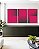 Trio de Quadros Abstrato Geométrico Degradê Rosa Cinza Canvas Moldura - Imagem 3