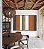 Duo de Quadros Abstrato Listras Laranja Branco Cinza Canvas Moldura - Imagem 2