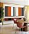 Duo de Quadros Quadrados Abstrato Listras Laranja Branco Cinza Canvas Moldura - Imagem 2