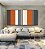 Duo de Quadros Quadrados Abstrato Listras Laranja Branco Cinza Canvas Moldura - Imagem 5