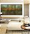 Trio de Quadros Abstrato Verde Marrom Dourado Canvas Moldura - Imagem 4