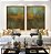 Duo de Quadros Abstrato Verde Marrom Dourado Canvas Moldura - Imagem 2