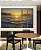 Trio de Quadros Estilizados Pôr do Sol Dourado Mar Azul Calmo Canvas Moldura - Imagem 3