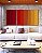 Trio de Quadros Abstrato Degradê Vermelho Laranja Amarelo Canvas Moldura - Imagem 2