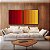 Duo de Quadros Quadrados Abstrato Degradê Vermelho Laranja Amarelo Canvas Moldura - Imagem 1