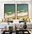 Duo de Quadros Mar Calmo Turquesa Praia Natureza Canvas Moldura - Imagem 2