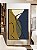 Quadro Vertical Abstrato Minimalista Azul Amarelo Ouro Canvas Moldura - Imagem 2