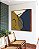 Quadro Quadrado Abstrato Minimalista Azul Amarelo Ouro Canvas Moldura - Imagem 1