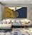 Duo de Quadros Quadrados Abstrato Minimalista Azul Amarelo Ouro Canvas Moldura - Imagem 5