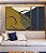 Trio de Quadros Estilizados Abstrato Minimalista Azul Amarelo Ouro Canvas Moldura - Imagem 2