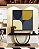 Quadro Quadrado Abstrato Minimalista Azul Amarelo Ouro Marfim Canvas Moldura - Imagem 2