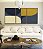 Trio de Quadros Abstrato Minimalista Azul Amarelo Ouro Marfim Canvas Moldura - Imagem 2