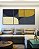 Trio de Quadros Abstrato Minimalista Azul Amarelo Ouro Marfim Canvas Moldura - Imagem 5