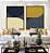 Duo de Quadros Abstrato Minimalista Azul Amarelo Ouro Marfim Canvas Moldura - Imagem 4