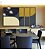 Trio de Quadros Estilizados Abstrato Minimalista Azul Amarelo Ouro Marfim Canvas Moldura - Imagem 5