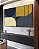 Trio de Quadros Estilizados Abstrato Minimalista Azul Amarelo Ouro Marfim Canvas Moldura - Imagem 3