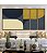 Trio de Quadros Estilizados Abstrato Minimalista Azul Amarelo Ouro Marfim Canvas Moldura - Imagem 4