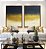 Duo de Quadros Abstrato Azul Dourado Marfim Canvas Moldura - Imagem 2