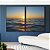 Duo de Quadros Pôr do Sol em Mar Calmo Azul Natureza Canvas Moldura - Imagem 1