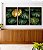 Trio de Quadros Costela de Adão Verde Dourado Natureza Canvas Moldura - Imagem 3
