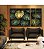 Trio de Quadros Estilizados Costela de Adão Verde Dourado Natureza Canvas Moldura - Imagem 1