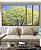 Trio de Quadros Estilizados Árvore Verde Claro Céu Azul Claro Natureza Canvas Moldura - Imagem 2