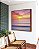 Quadro Quadrado Pôr so Sol Laranja Mar Azul Ondulado Canvas Moldura - Imagem 2