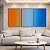 Trio de Quadros Abstrato Degradê Laranja Azul Canvas Moldura - Imagem 3