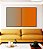 Duo de Quadros Abstrato Degradê Cinza Laranja Tangerina Canvas Moldura - Imagem 2