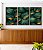Trio de Quadros Folhas Plantas Verde Dourado Tropical Natureza Canvas Moldura - Imagem 3