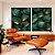 Duo de Quadros Folhas Plantas Verde Dourado Tropical Natureza Canvas Moldura - Imagem 1